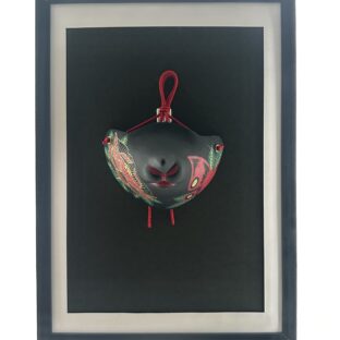 口元狐面　蝶丹　黒