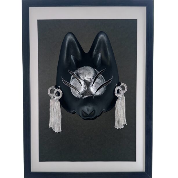 目元狐面 銀墨