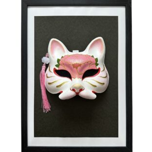 狐面　牡丹ねこ(桃)