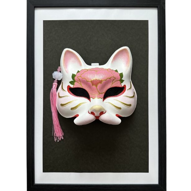 狐面　牡丹ねこ(桃)